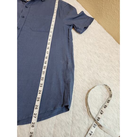 NWT Magaschoni Mens Casual Button Down Shirt Short Sleeve Collared Blue Size M‎ - Picture 7 of 7
